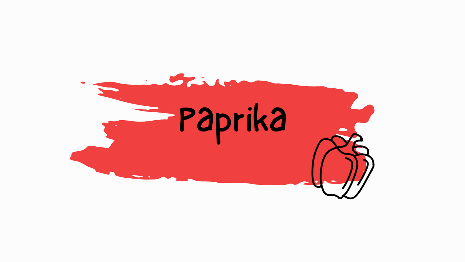 Red splash of paint with red bell pepper cartoon drawing superimposed