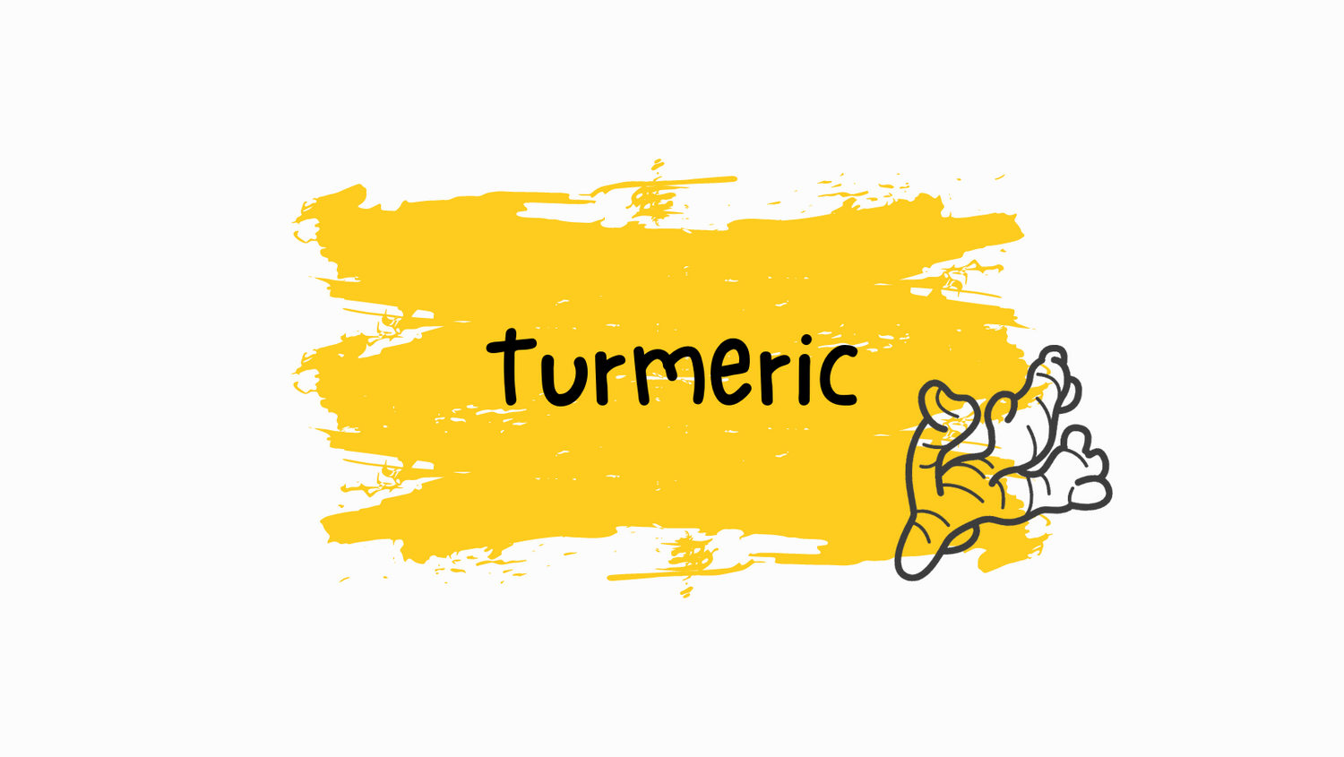 Yellow/orange splash of paint with turmeric cartoon drawing superimposed